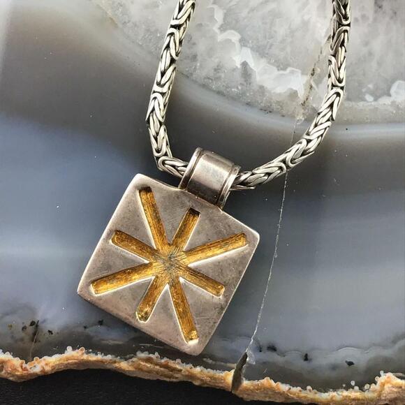 Cynthia Gale Sterling Silver Byzantine Necklace 17" With Charm - Picture 4 of 10